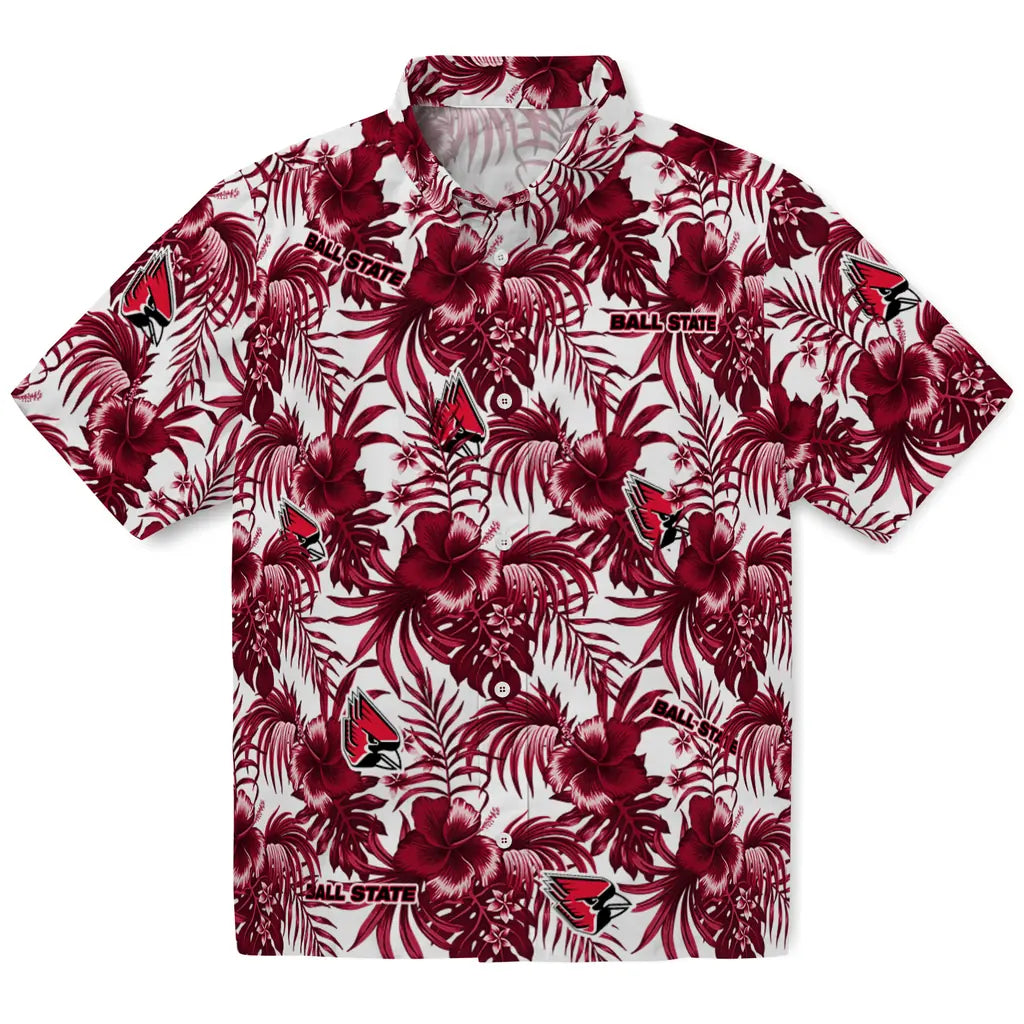 Ball State Cardinals Hawaiian Shirt - Hibiscus Exotic | Moonbestprint