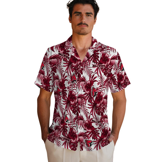 Ball State Cardinals Hawaiian Shirt - Hibiscus Exotic | Moonbestprint
