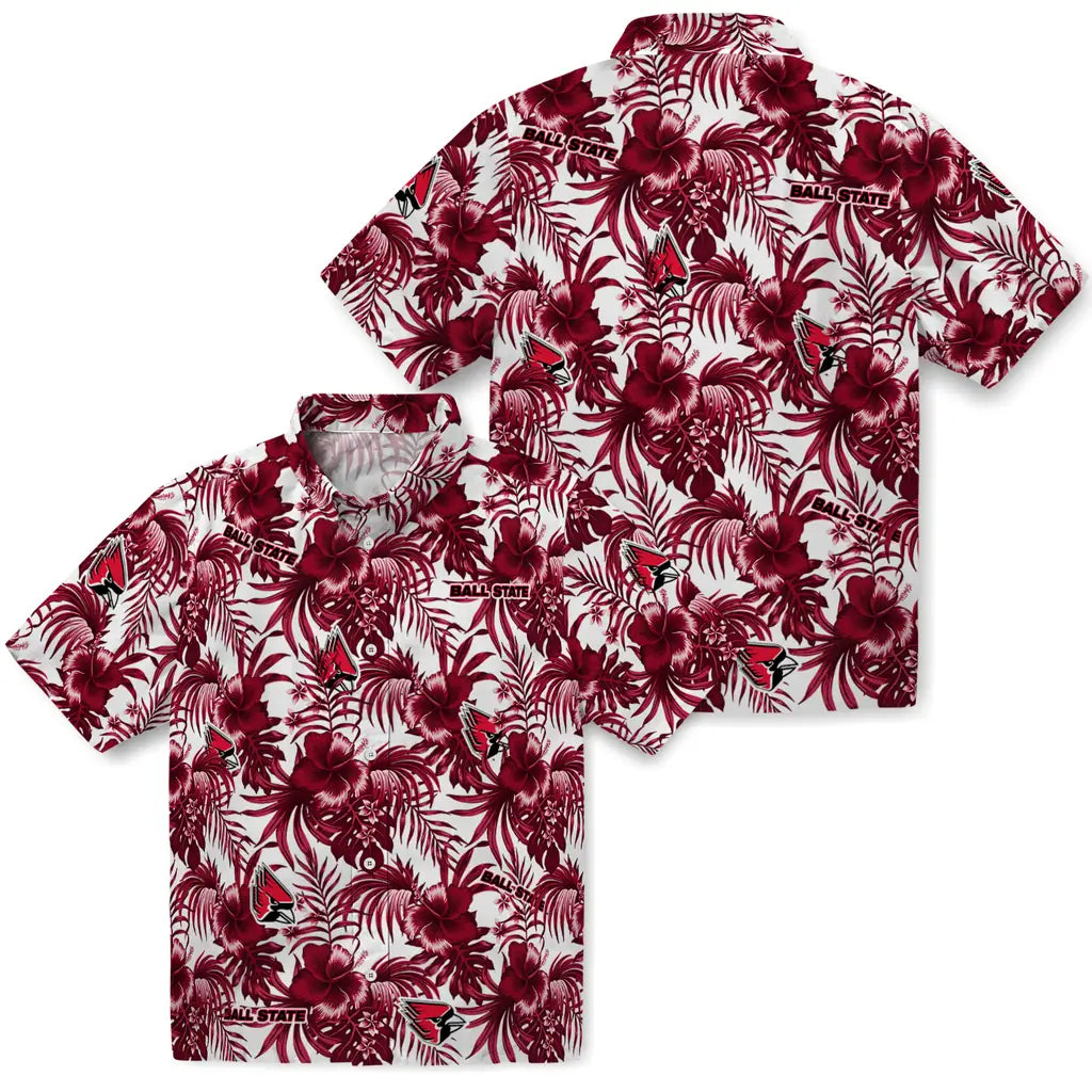 Ball State Cardinals Hawaiian Shirt - Hibiscus Exotic | Moonbestprint