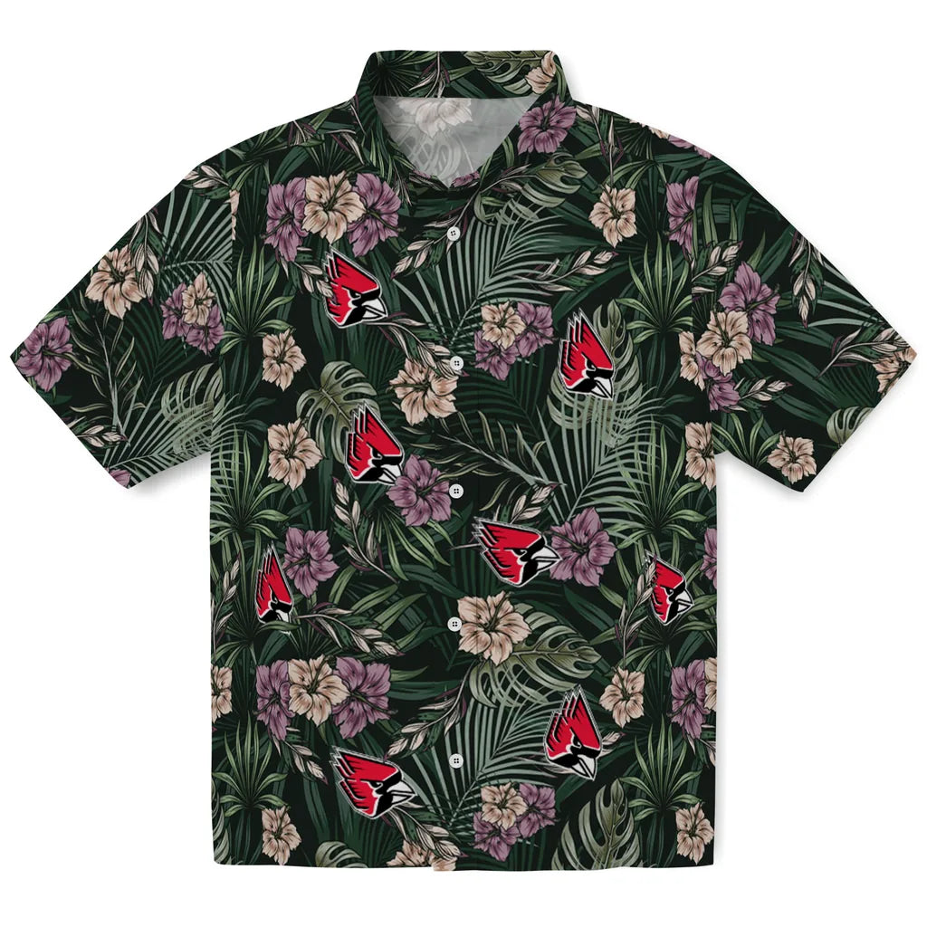Ball State Cardinals Hawaiian Shirt - Hibiscus Leaves Pattern | Moonbestprint