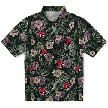 Ball State Cardinals Hawaiian Shirt - Hibiscus Leaves Pattern | Moonbestprint