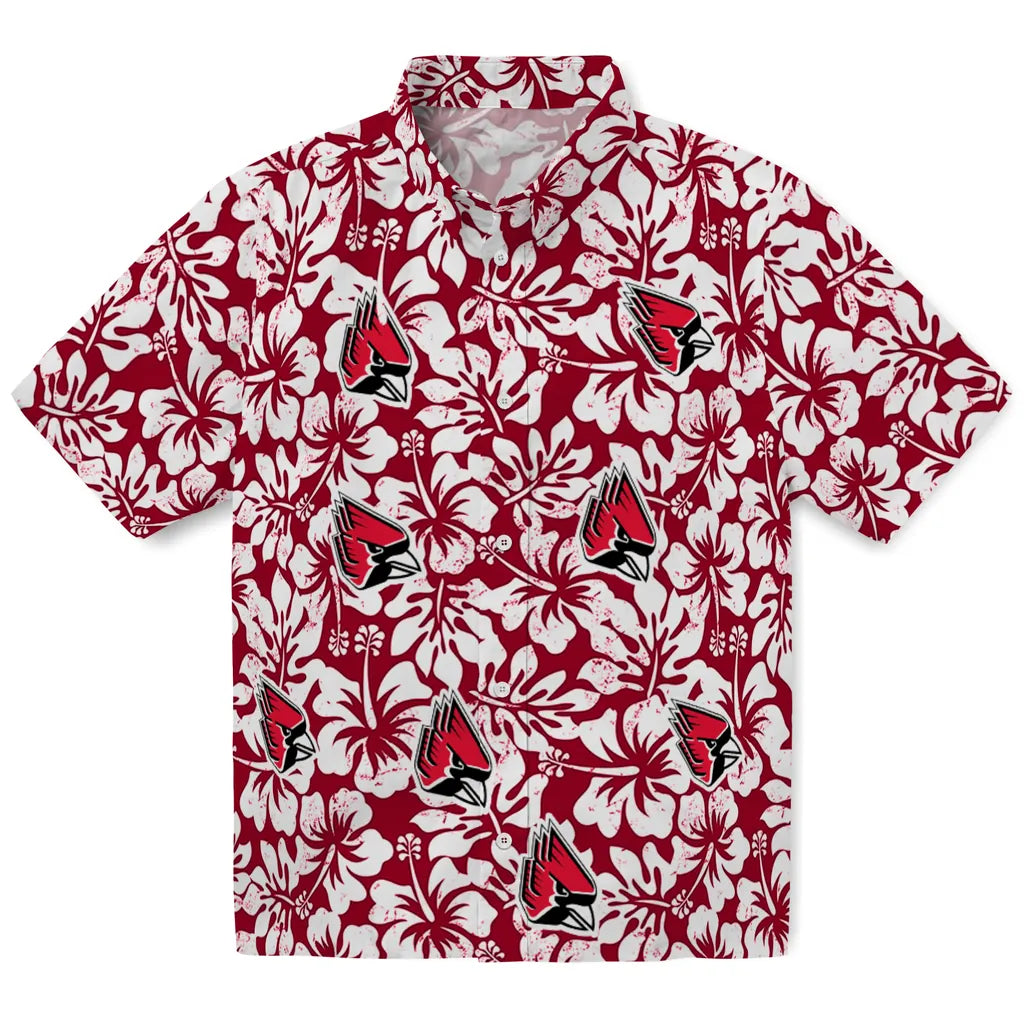Ball State Cardinals Hawaiian Shirt - Hibiscus Motif | Moonbestprint