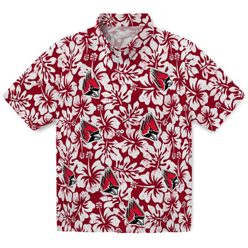 Ball State Cardinals Hawaiian Shirt - Hibiscus Motif | Moonbestprint