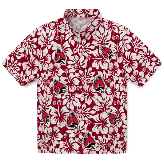 Ball State Cardinals Hawaiian Shirt - Hibiscus Motif | Moonbestprint