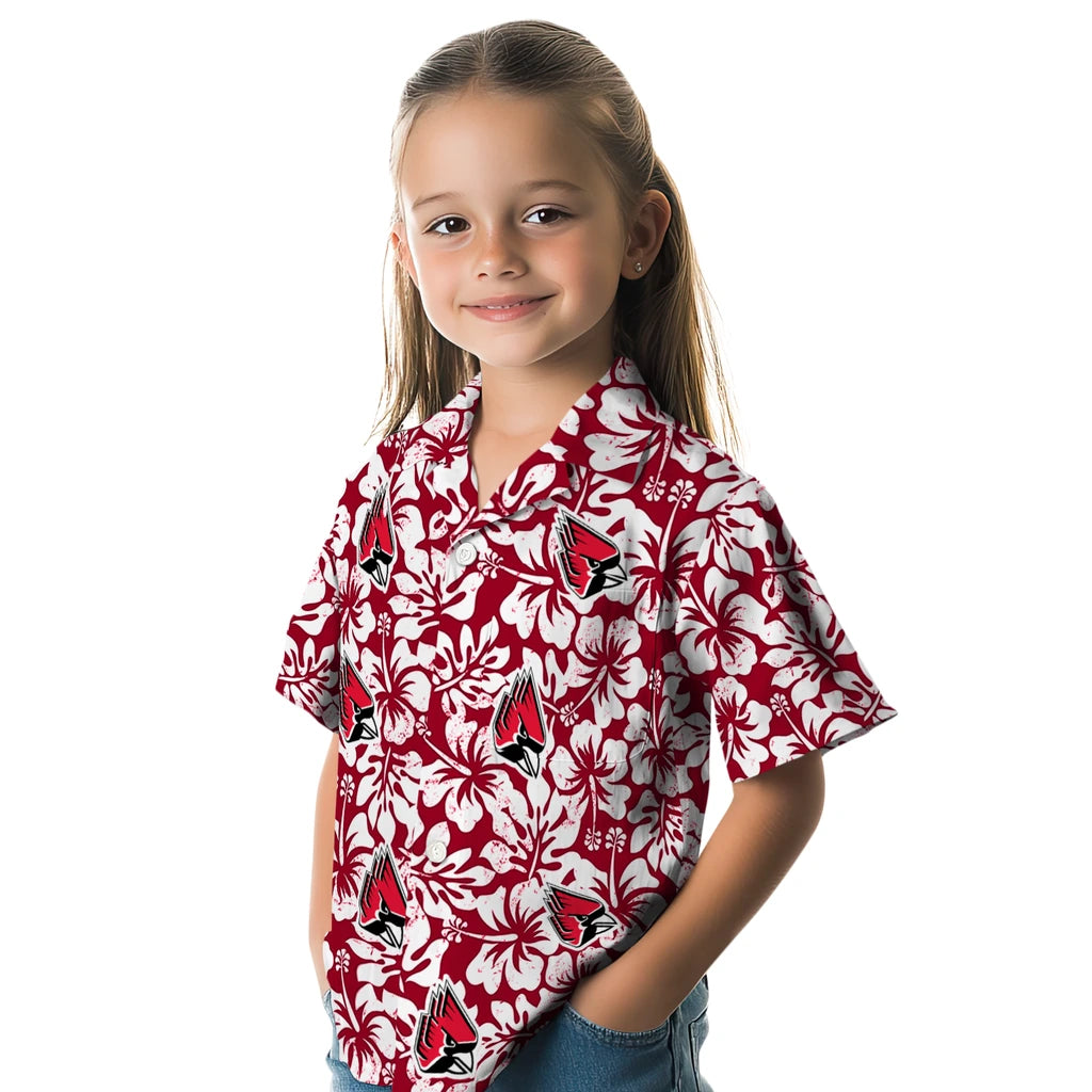 Ball State Cardinals Hawaiian Shirt - Hibiscus Motif | Moonbestprint