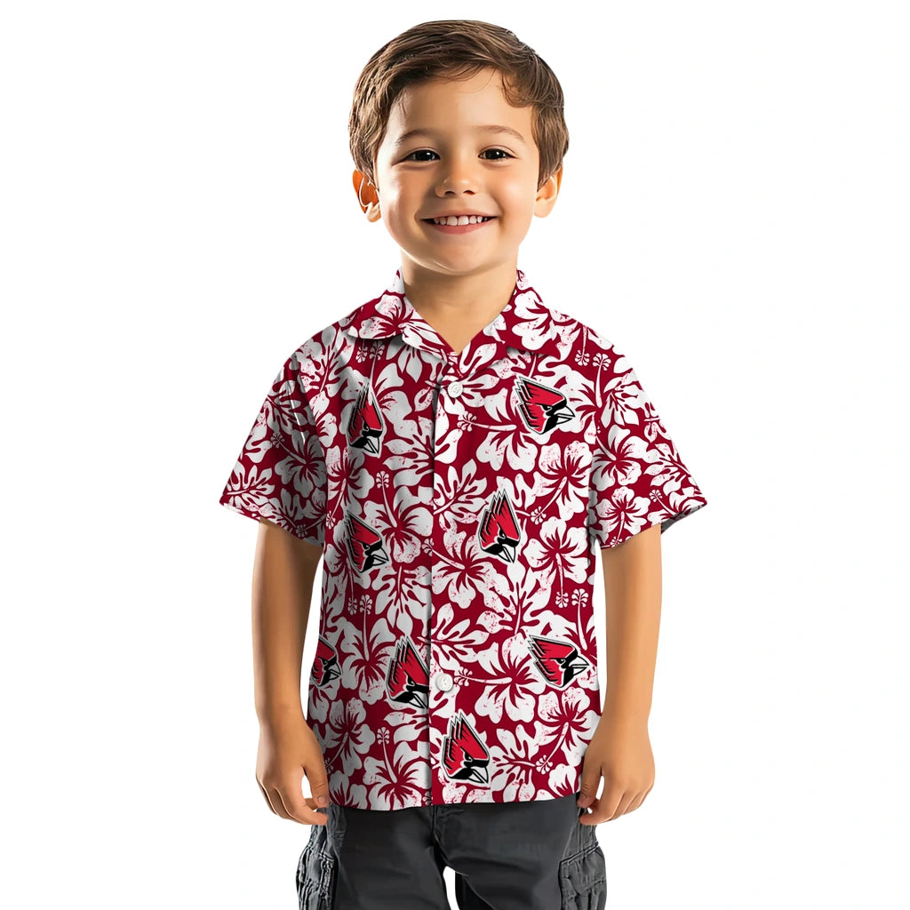 Ball State Cardinals Hawaiian Shirt - Hibiscus Motif | Moonbestprint