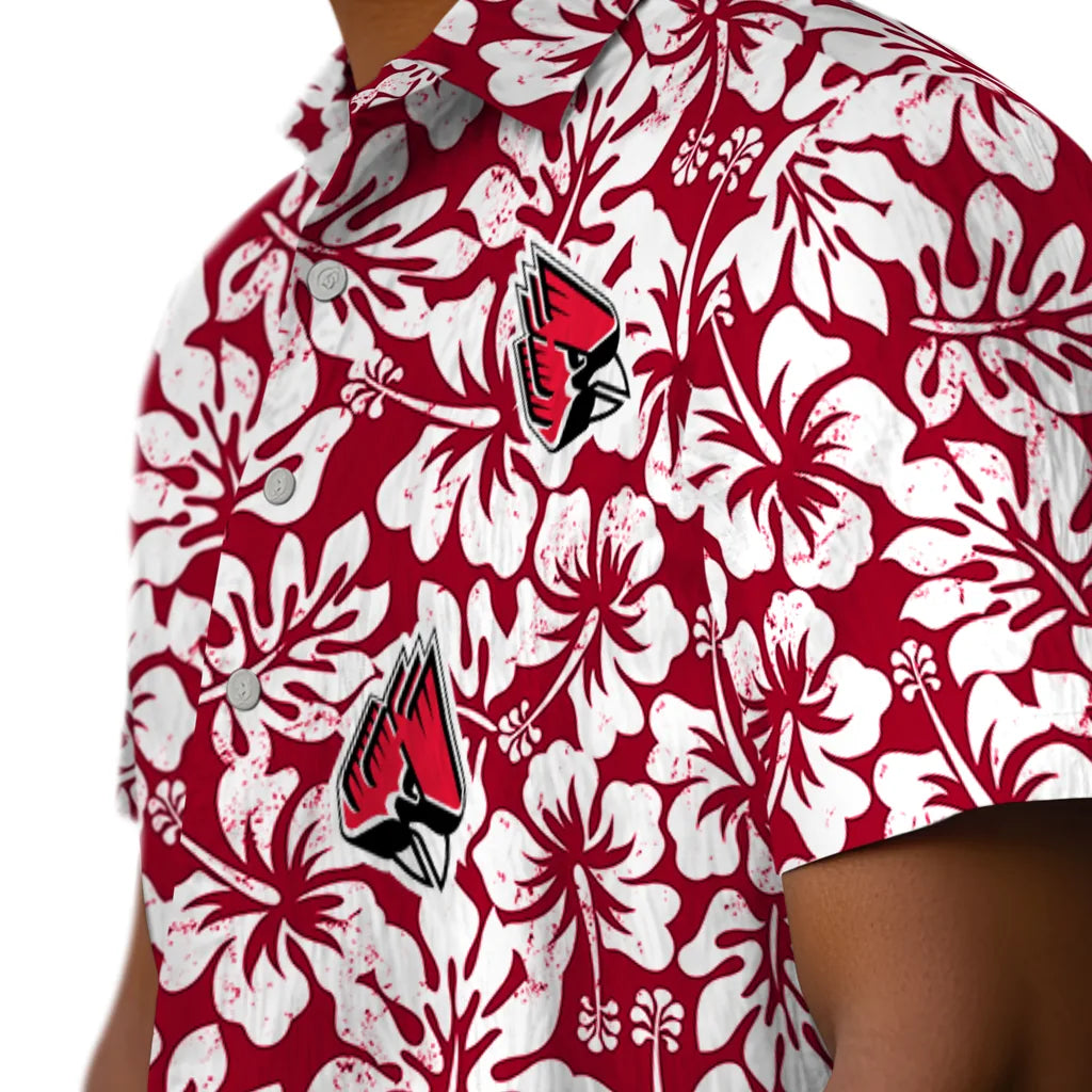 Ball State Cardinals Hawaiian Shirt - Hibiscus Motif | Moonbestprint