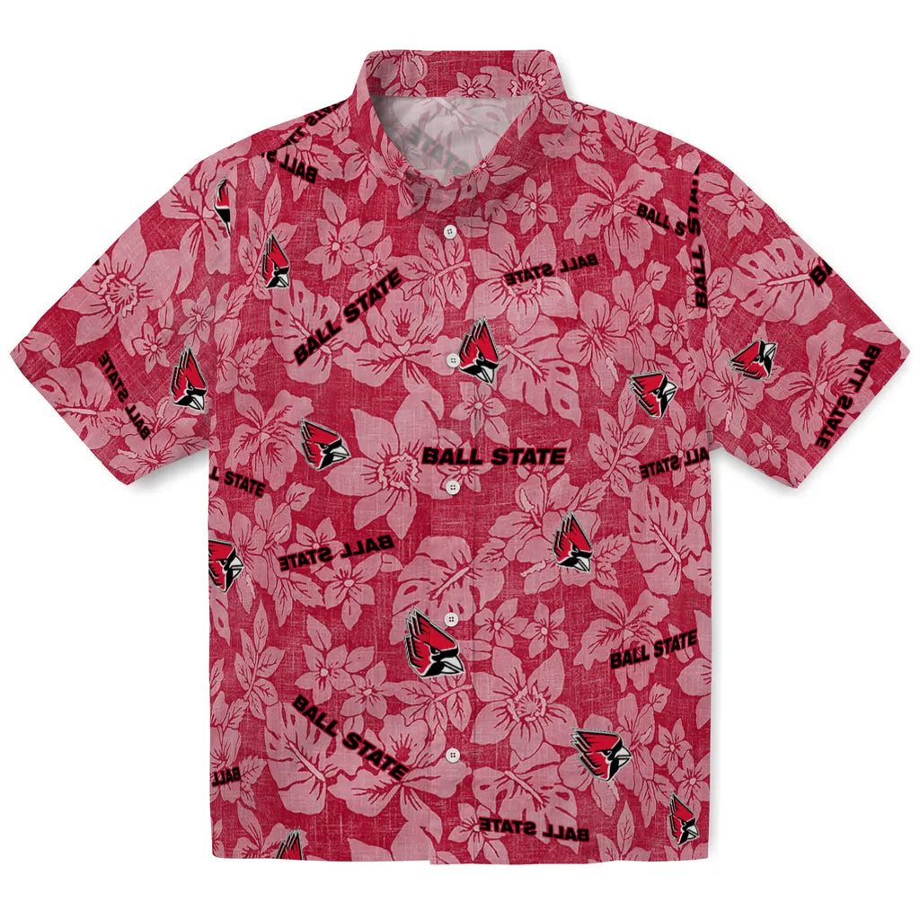 Ball State Cardinals Hawaiian Shirt - Hibiscus Oasis | Moonbestprint
