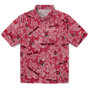 Ball State Cardinals Hawaiian Shirt - Hibiscus Oasis | Moonbestprint