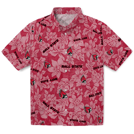 Ball State Cardinals Hawaiian Shirt - Hibiscus Oasis | Moonbestprint