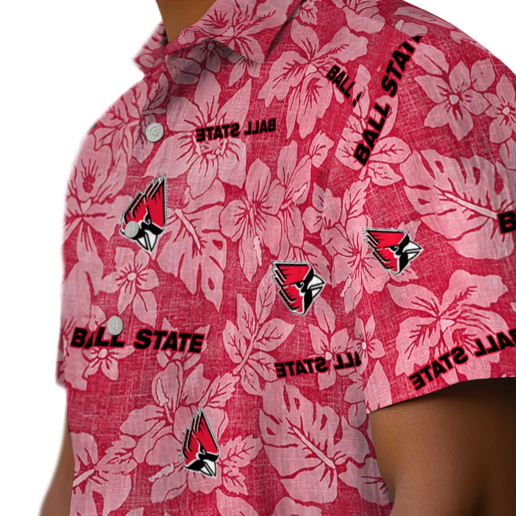 Ball State Cardinals Hawaiian Shirt - Hibiscus Oasis | Moonbestprint