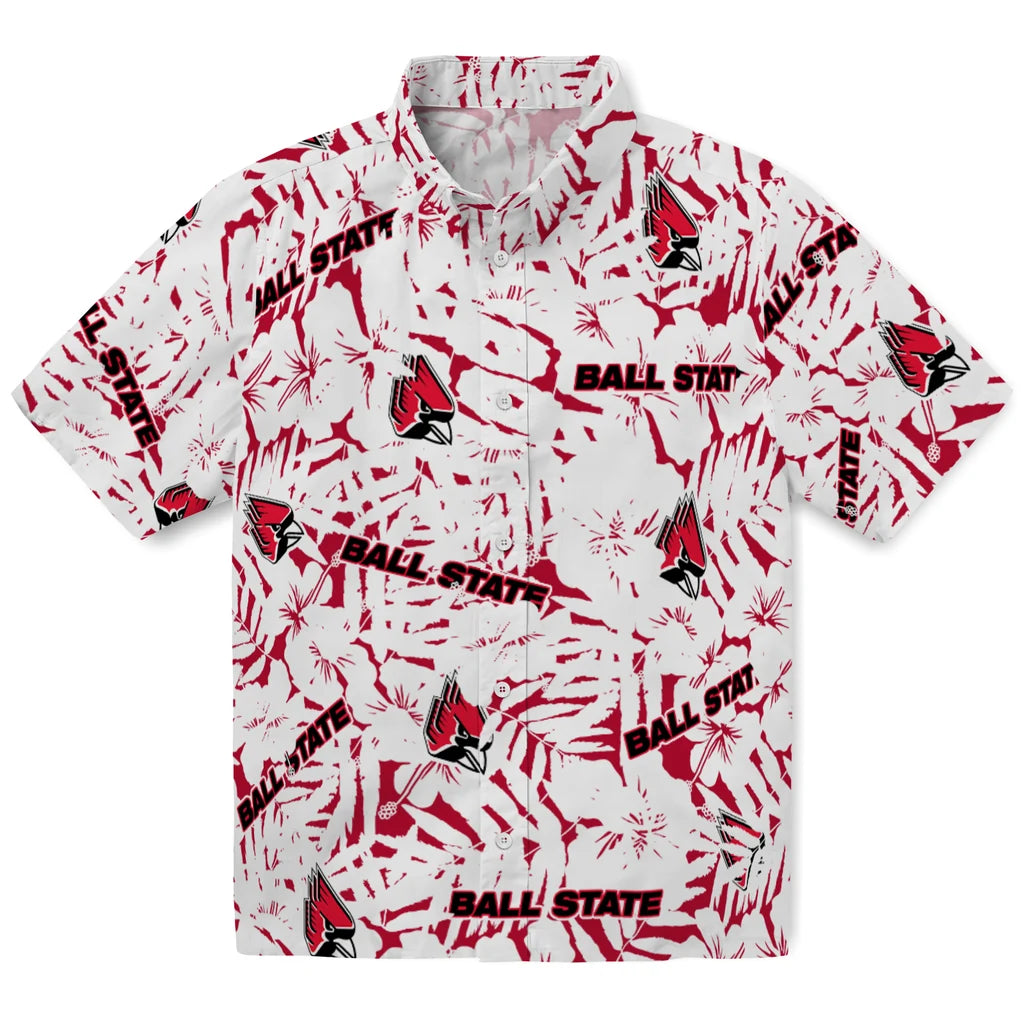 Ball State Cardinals Hawaiian Shirt - Hibiscus Overlay | Moonbestprint