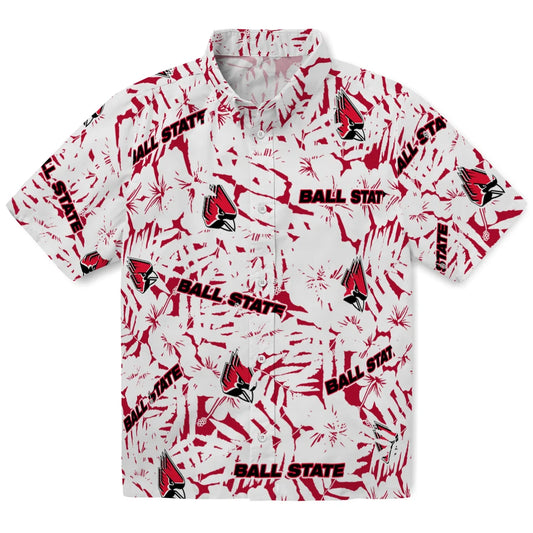 Ball State Cardinals Hawaiian Shirt - Hibiscus Overlay | Moonbestprint