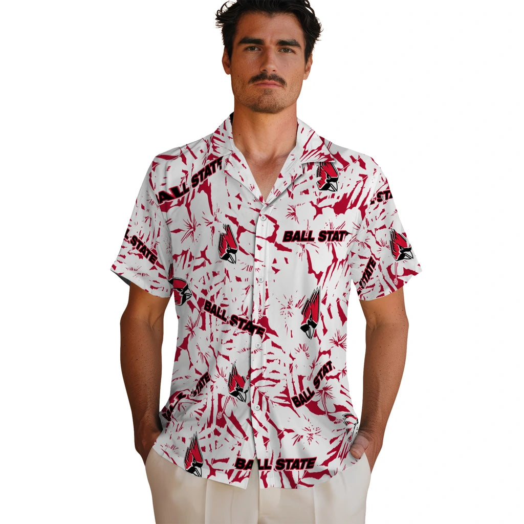 Ball State Cardinals Hawaiian Shirt - Hibiscus Overlay | Moonbestprint