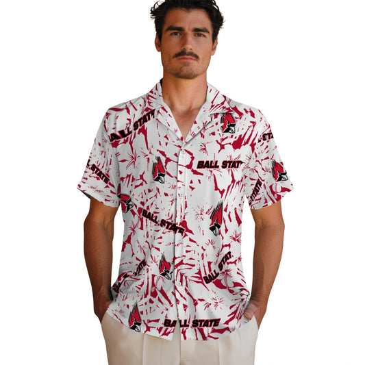 Ball State Cardinals Hawaiian Shirt - Hibiscus Overlay | Moonbestprint