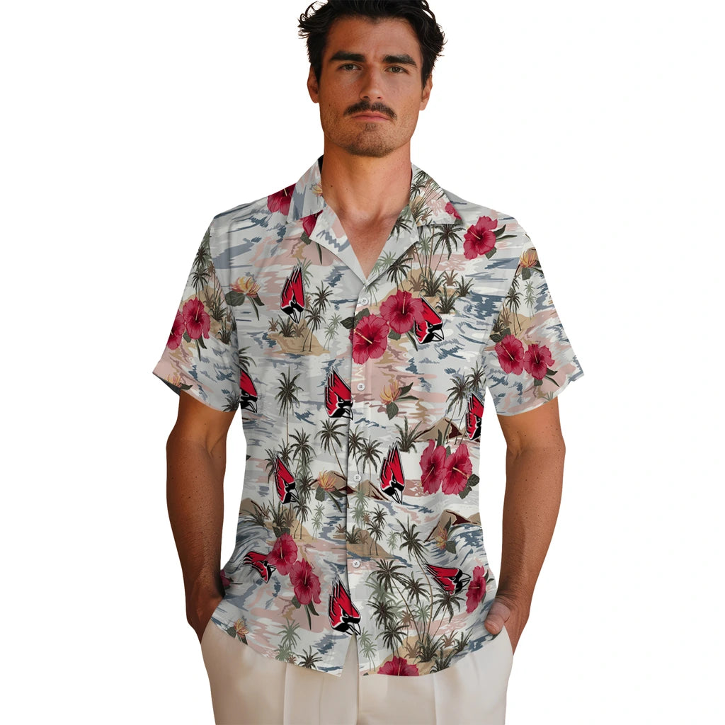 Ball State Cardinals Hawaiian Shirt - Hibiscus Seaside | Moonbestprint