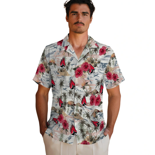 Ball State Cardinals Hawaiian Shirt - Hibiscus Seaside | Moonbestprint