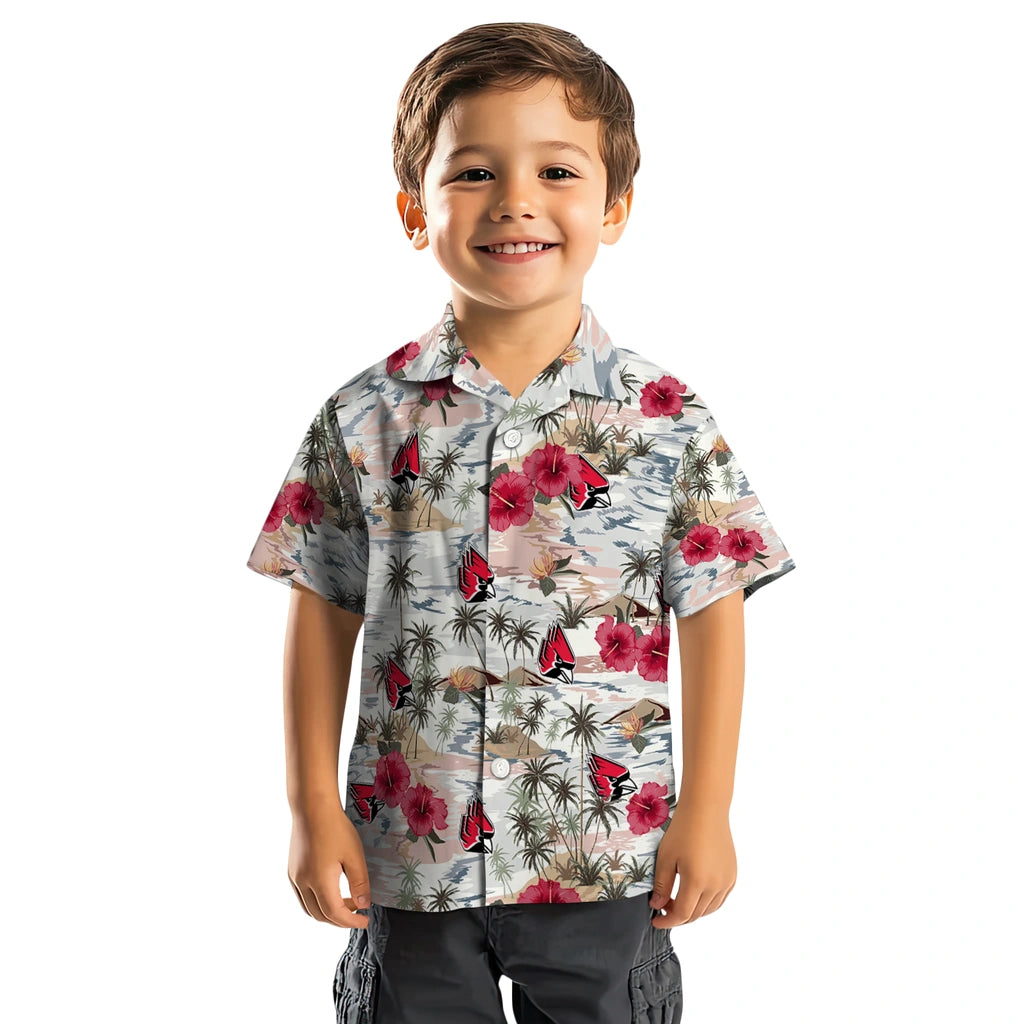 Ball State Cardinals Hawaiian Shirt - Hibiscus Seaside | Moonbestprint