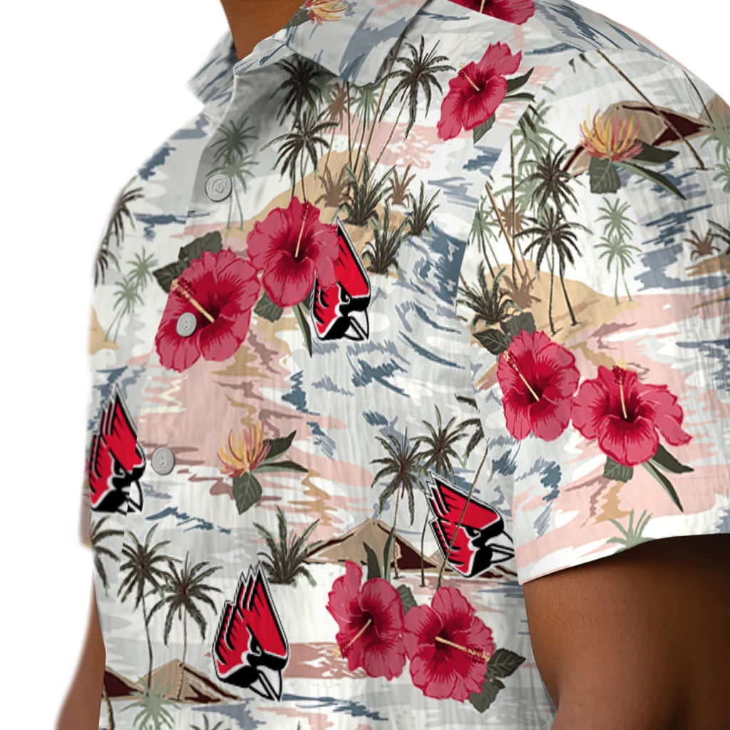 Ball State Cardinals Hawaiian Shirt - Hibiscus Seaside | Moonbestprint