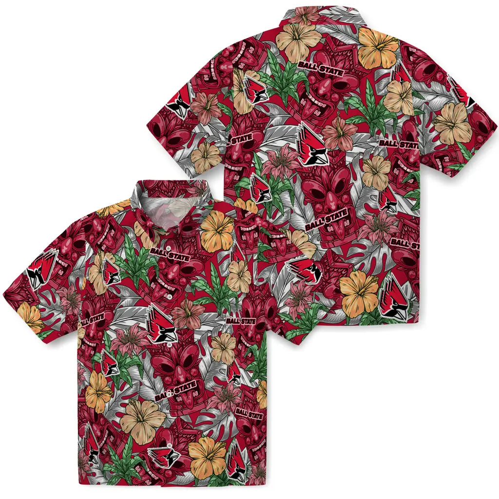 Ball State Cardinals Hawaiian Shirt - Hibiscus Tiki Jungle | Moonbestprint