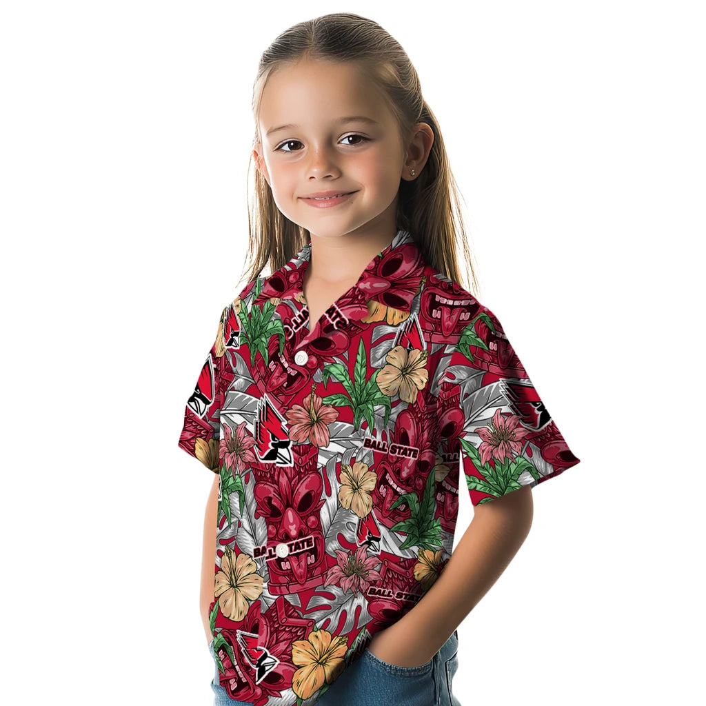 Ball State Cardinals Hawaiian Shirt - Hibiscus Tiki Jungle | Moonbestprint