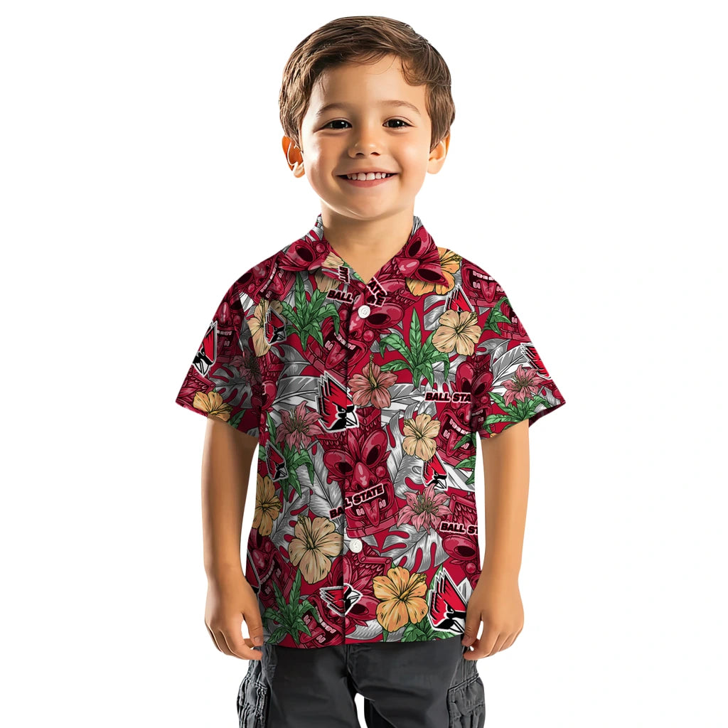 Ball State Cardinals Hawaiian Shirt - Hibiscus Tiki Jungle | Moonbestprint