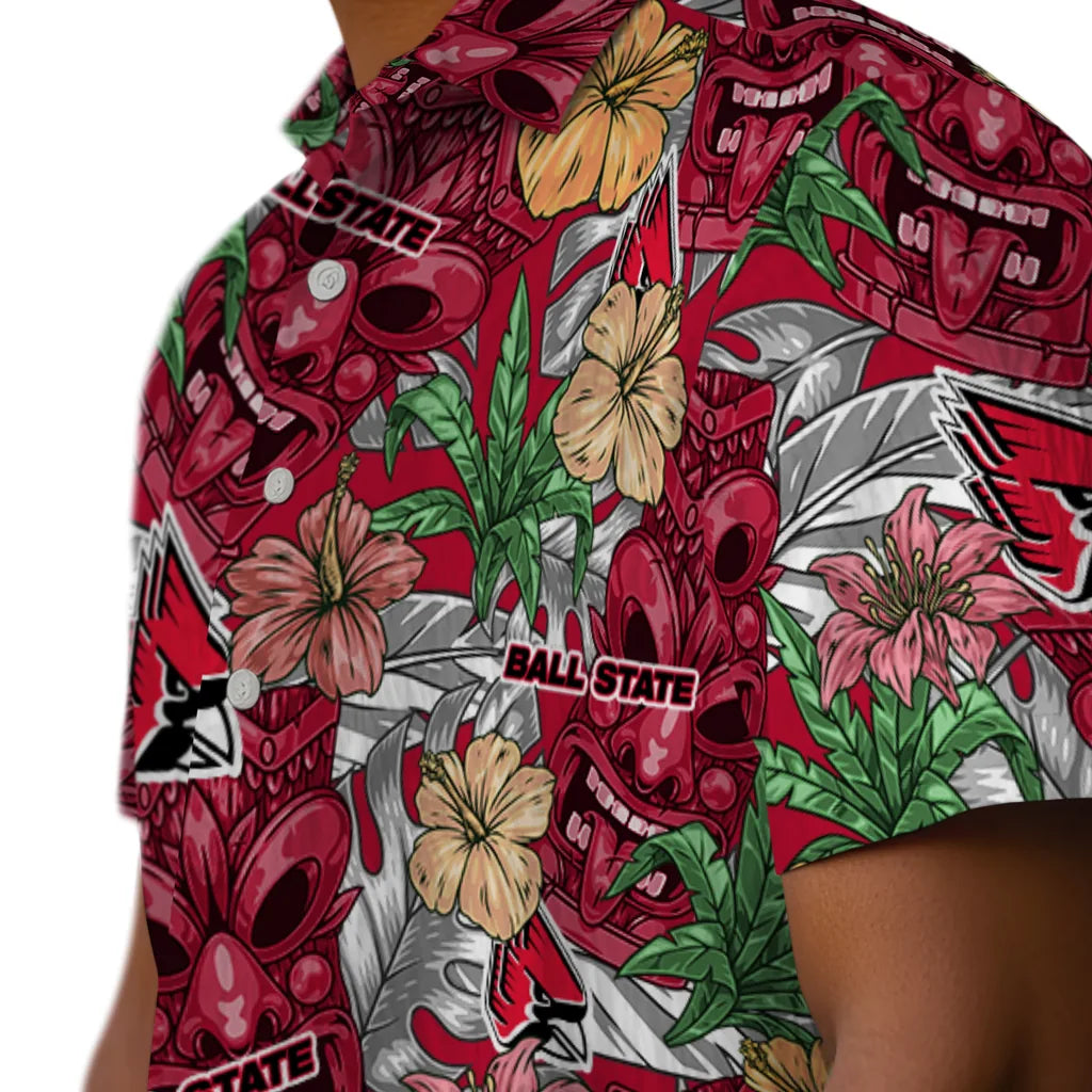 Ball State Cardinals Hawaiian Shirt - Hibiscus Tiki Jungle | Moonbestprint