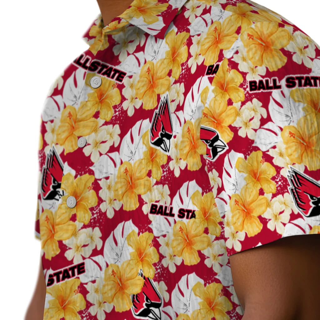 Ball State Cardinals Hawaiian Shirt - Hibiscus Tropics | Moonbestprint