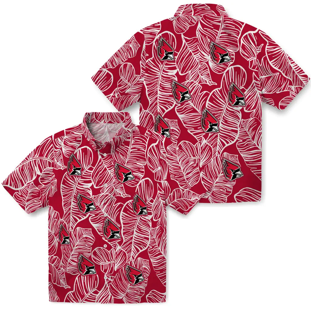 Ball State Cardinals Hawaiian Shirt - Leaf Outline | Moonbestprint