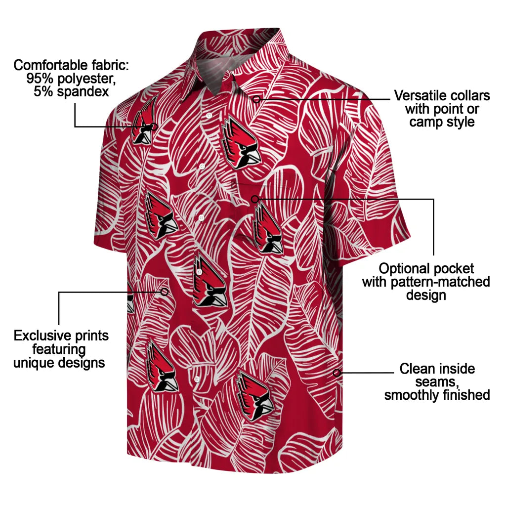 Ball State Cardinals Hawaiian Shirt - Leaf Outline | Moonbestprint