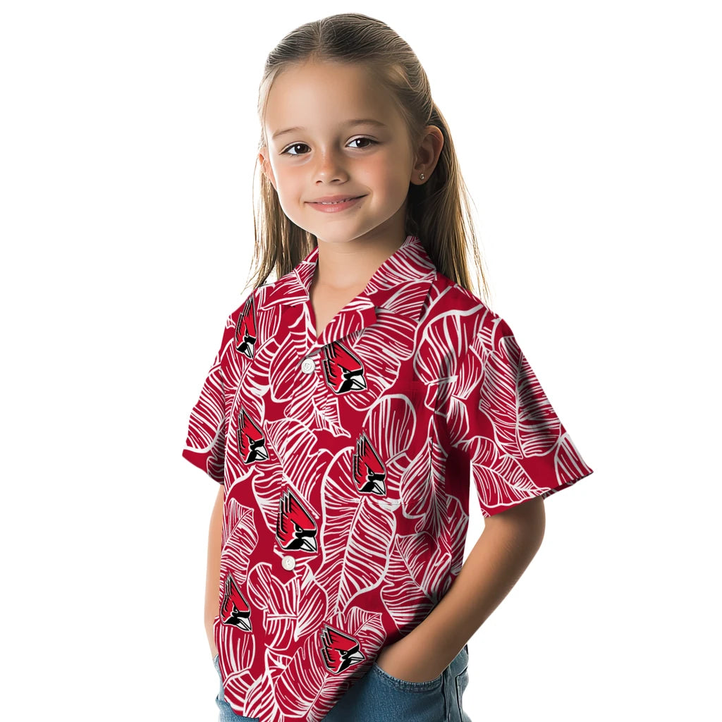 Ball State Cardinals Hawaiian Shirt - Leaf Outline | Moonbestprint
