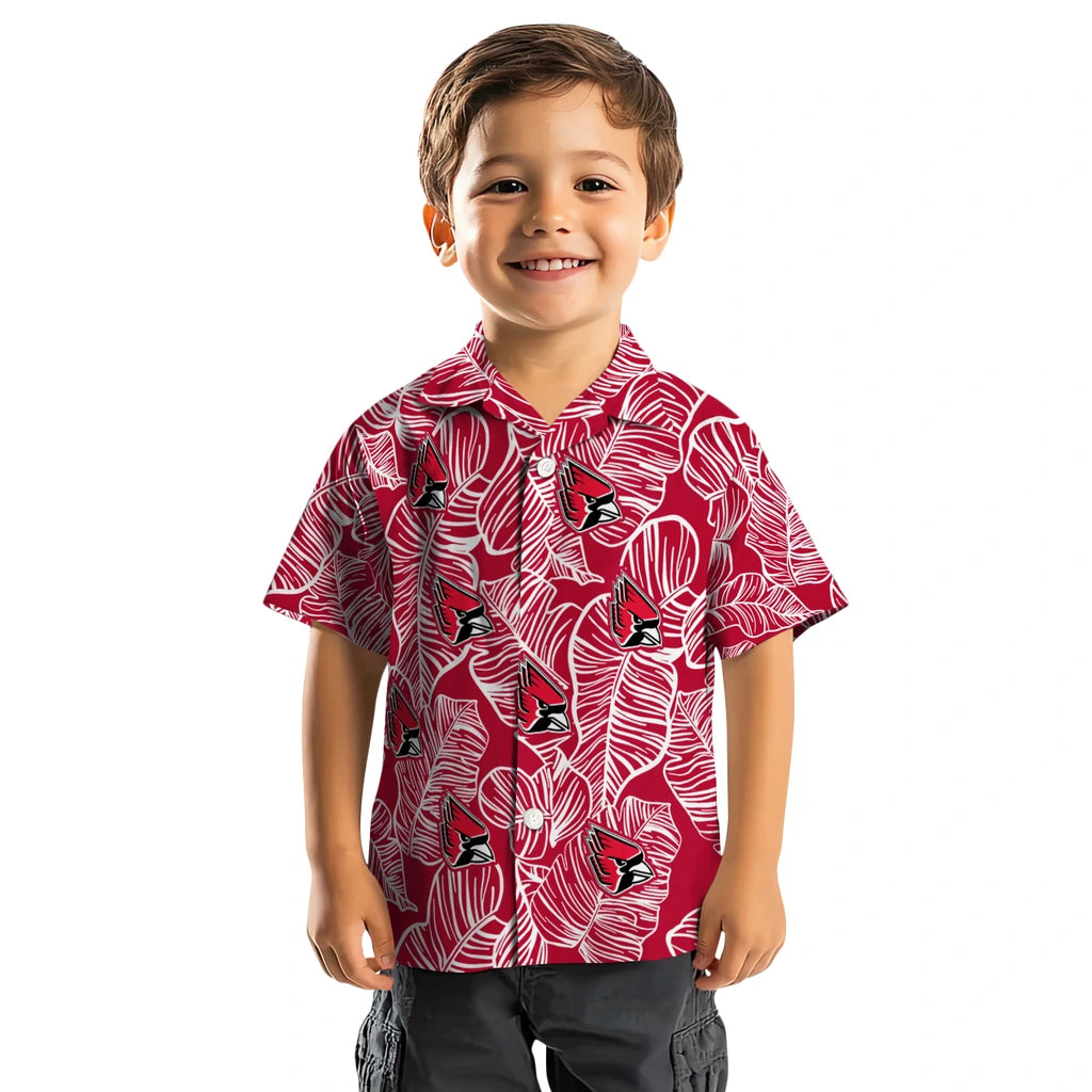 Ball State Cardinals Hawaiian Shirt - Leaf Outline | Moonbestprint