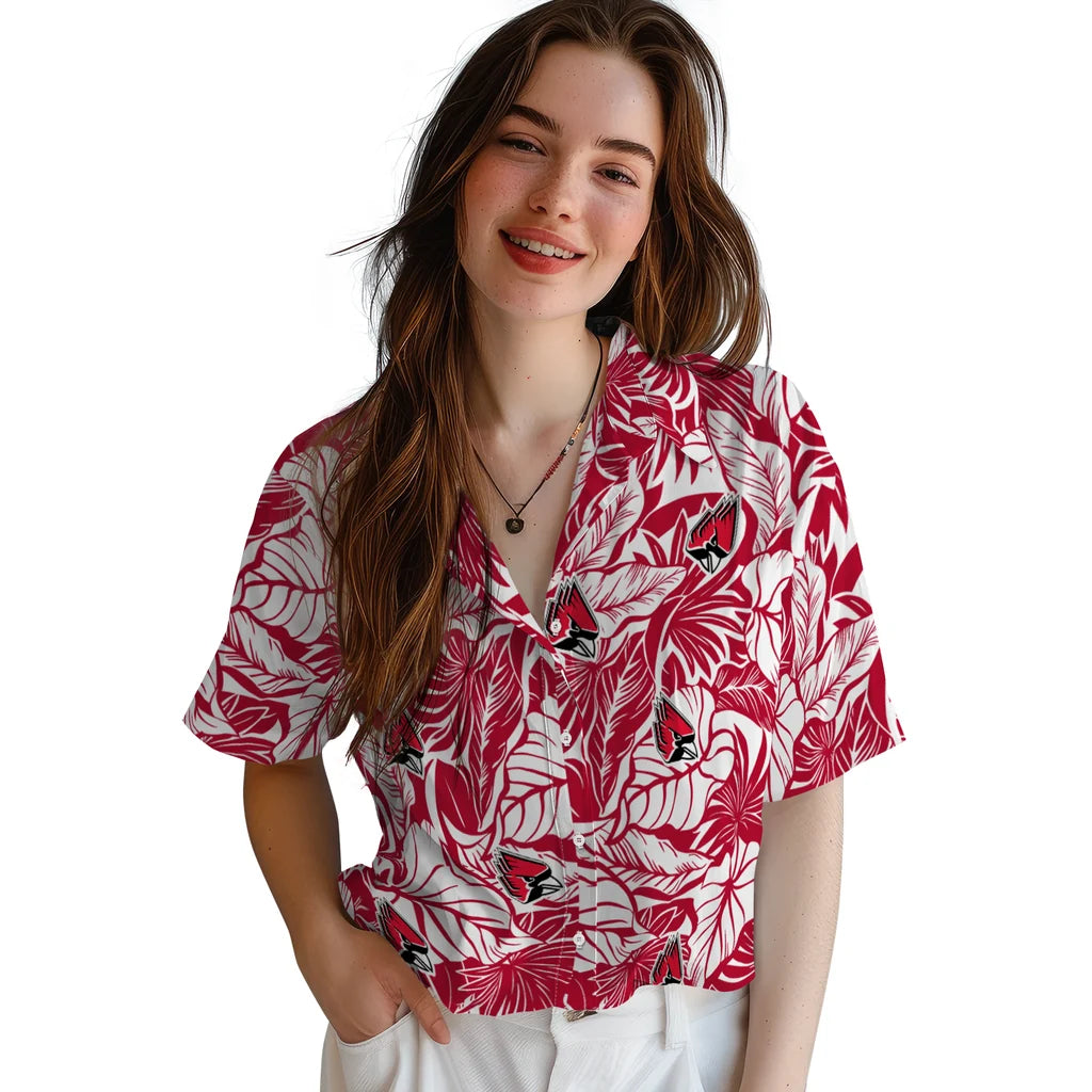 Ball State Cardinals Hawaiian Shirt - Monstera Layer | Moonbestprint