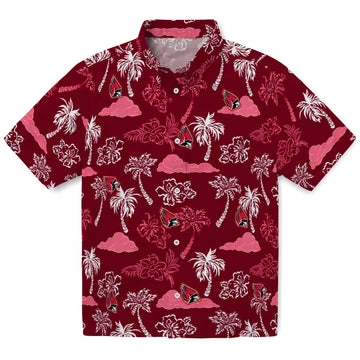 Ball State Cardinals Hawaiian Shirt - Palm And Clouds | Moonbestprint