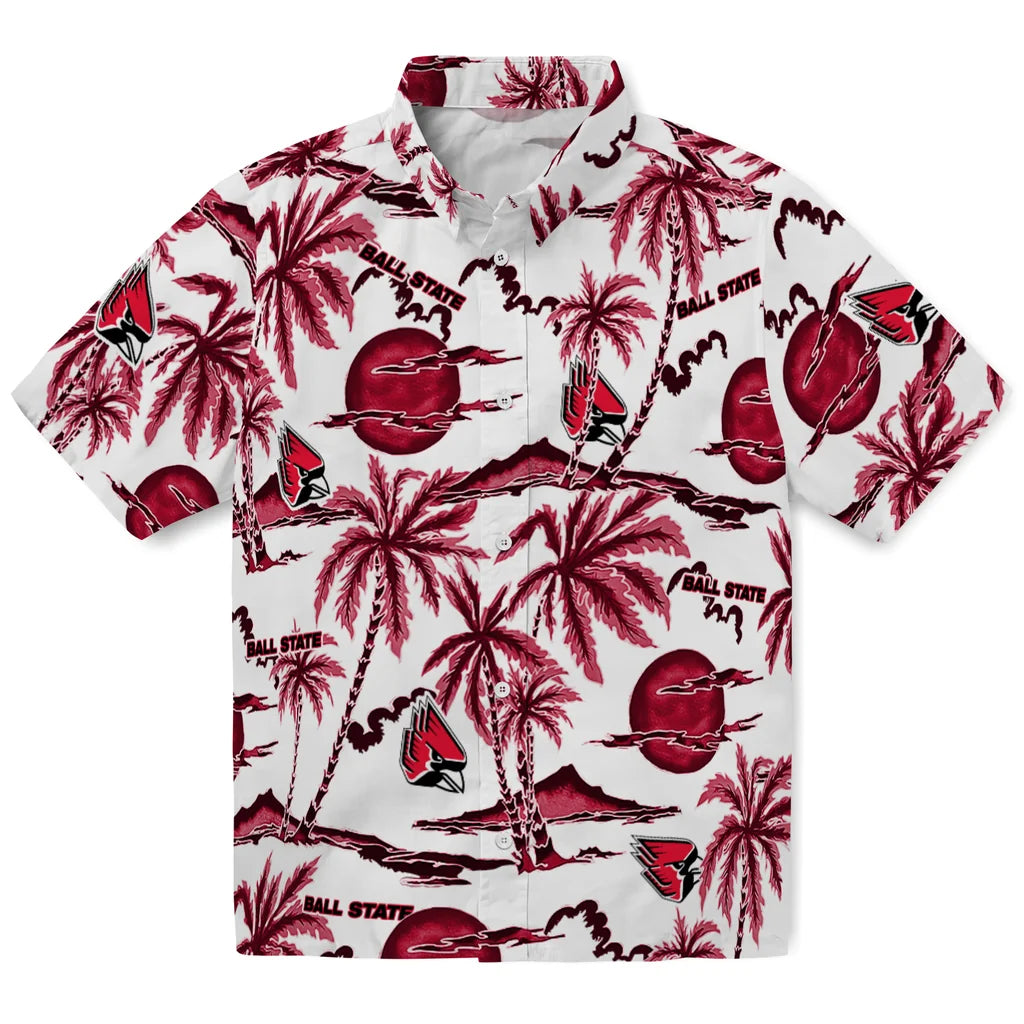 Ball State Cardinals Hawaiian Shirt - Palm Sunset | Moonbestprint