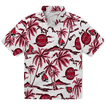 Ball State Cardinals Hawaiian Shirt - Palm Sunset | Moonbestprint