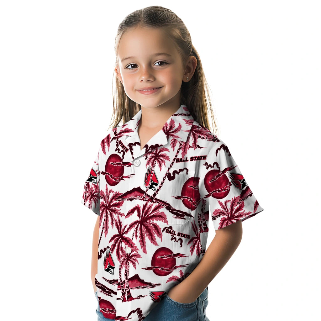 Ball State Cardinals Hawaiian Shirt - Palm Sunset | Moonbestprint