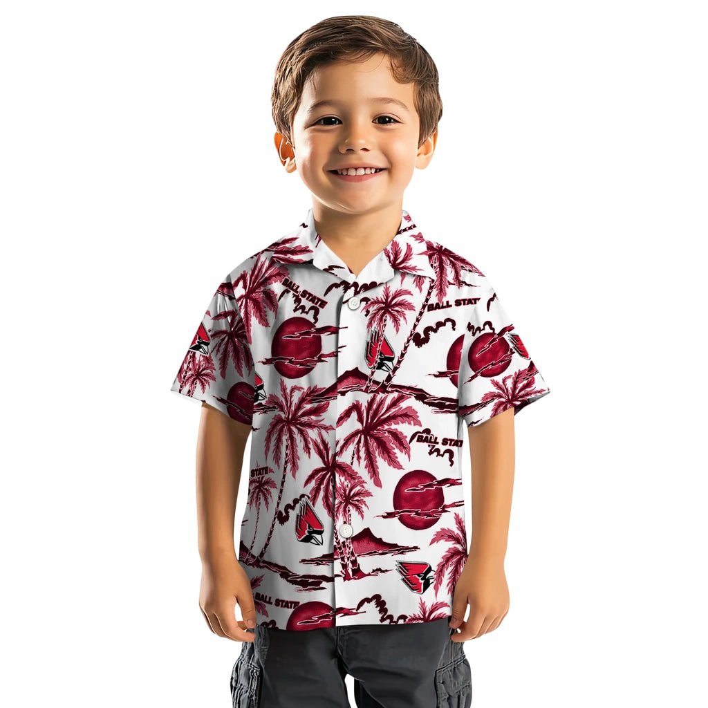 Ball State Cardinals Hawaiian Shirt - Palm Sunset | Moonbestprint