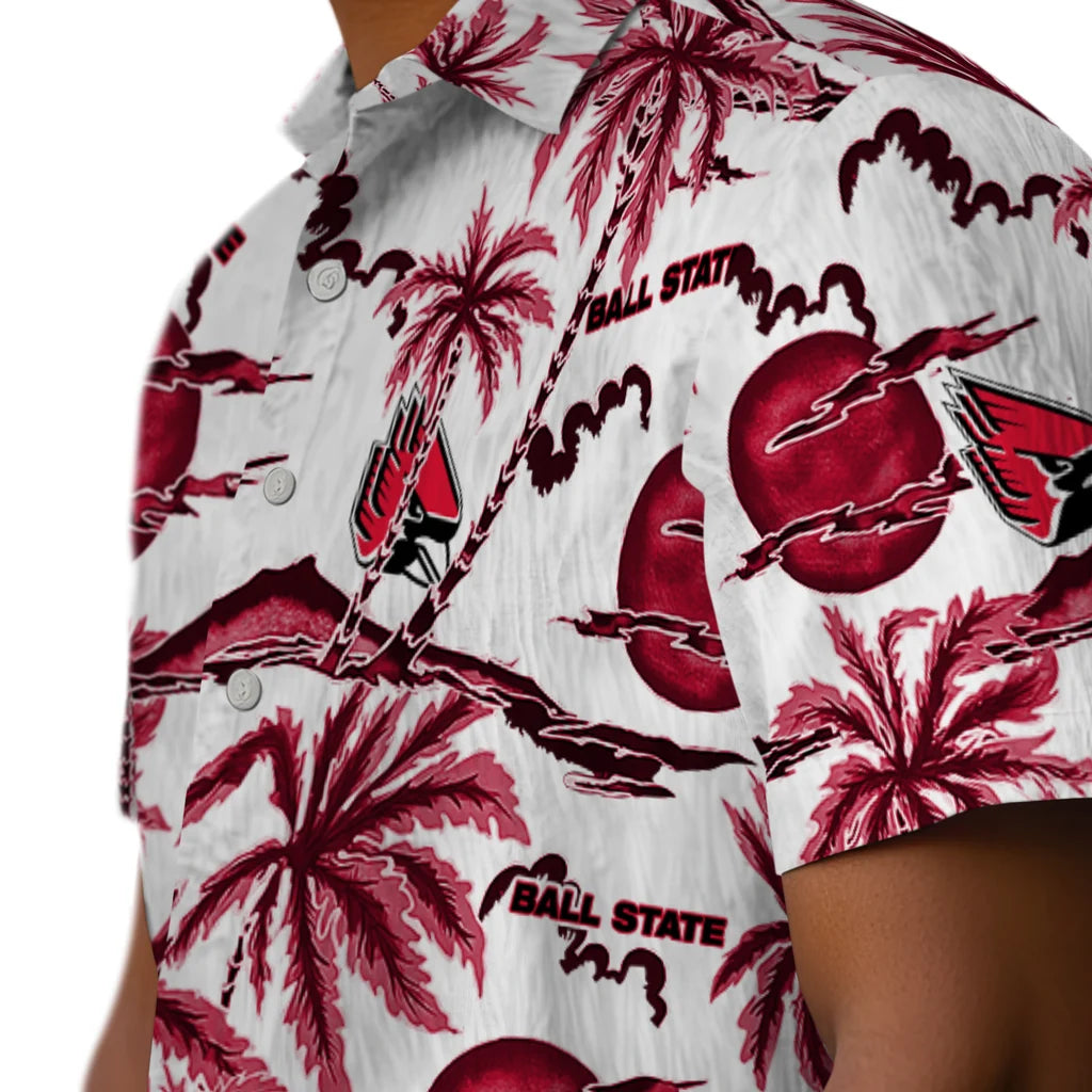 Ball State Cardinals Hawaiian Shirt - Palm Sunset | Moonbestprint
