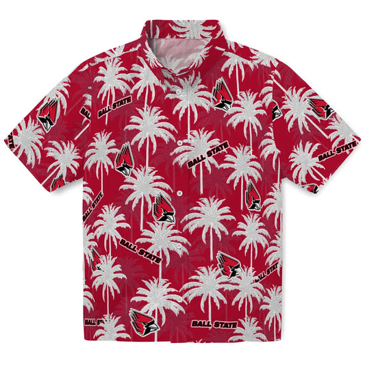 Ball State Cardinals Hawaiian Shirt - Palm Tree Motif | Moonbestprint