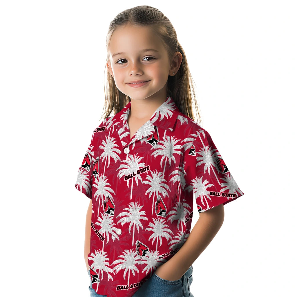 Ball State Cardinals Hawaiian Shirt - Palm Tree Motif | Moonbestprint