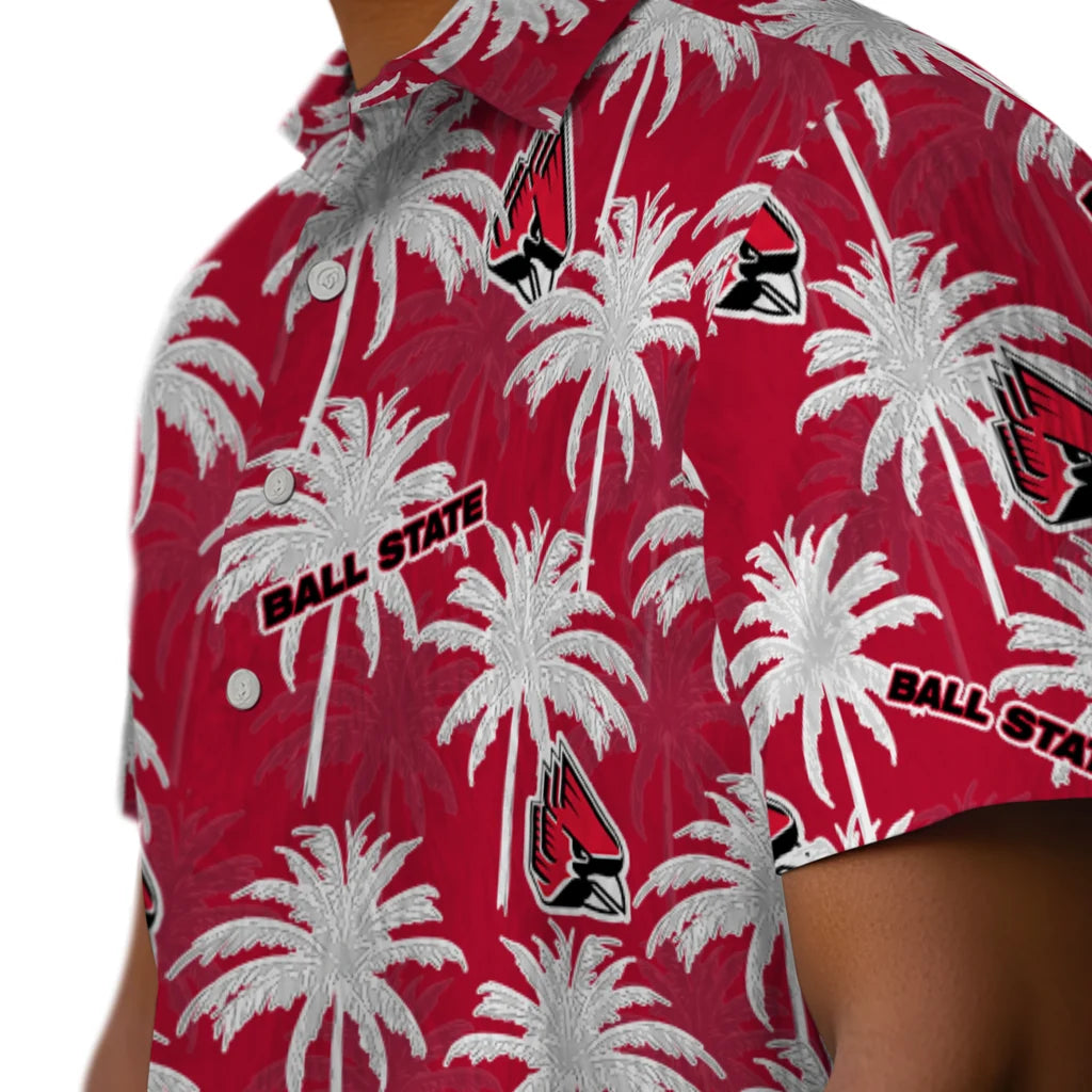 Ball State Cardinals Hawaiian Shirt - Palm Tree Motif | Moonbestprint