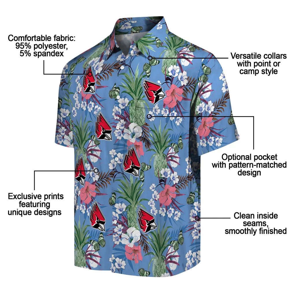 Ball State Cardinals Hawaiian Shirt - Pineapple Bouquet | Moonbestprint