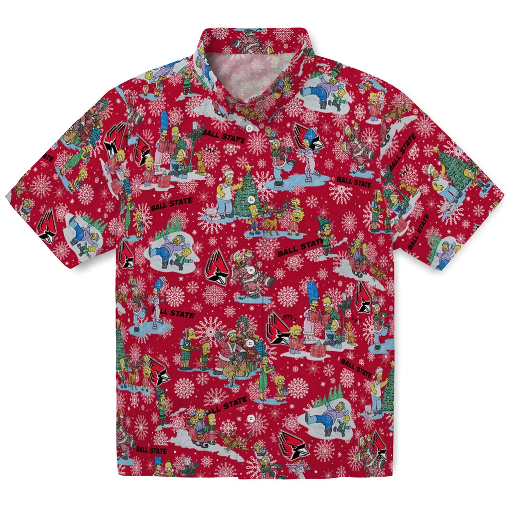 Ball State Cardinals Hawaiian Shirt - Simpsons Christmas | Moonbestprint