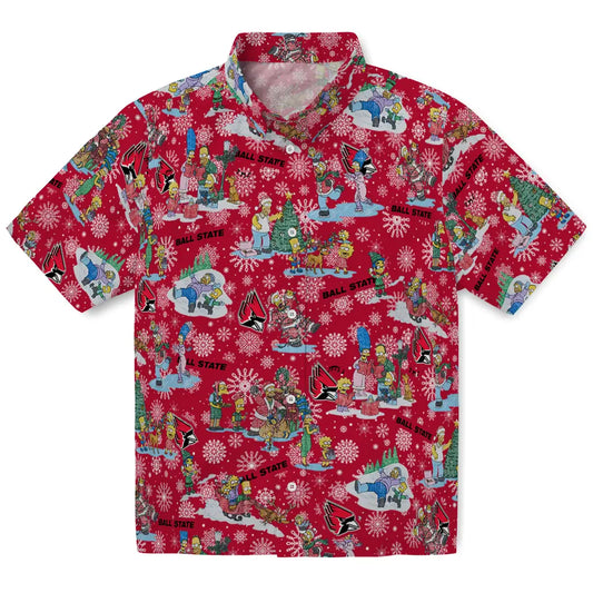 Ball State Cardinals Hawaiian Shirt - Simpsons Christmas | Moonbestprint