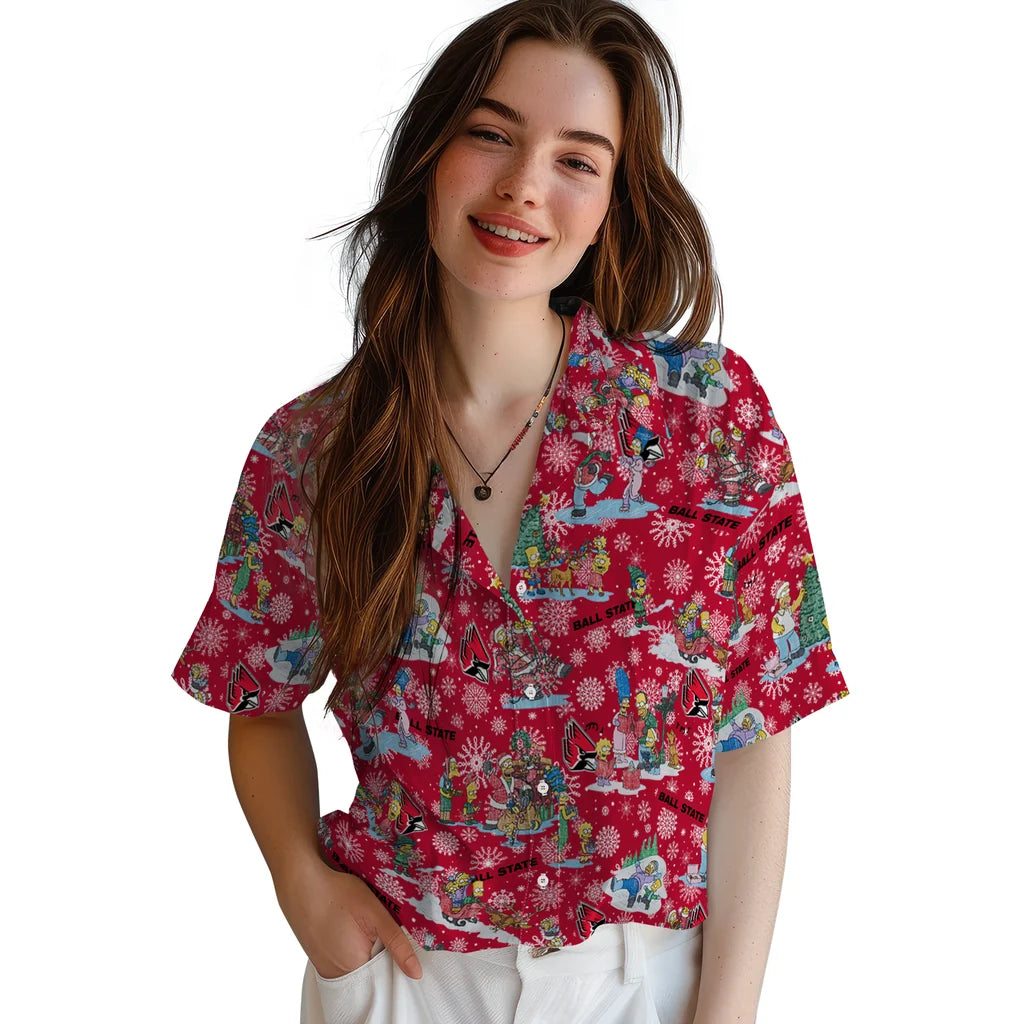 Ball State Cardinals Hawaiian Shirt - Simpsons Christmas | Moonbestprint