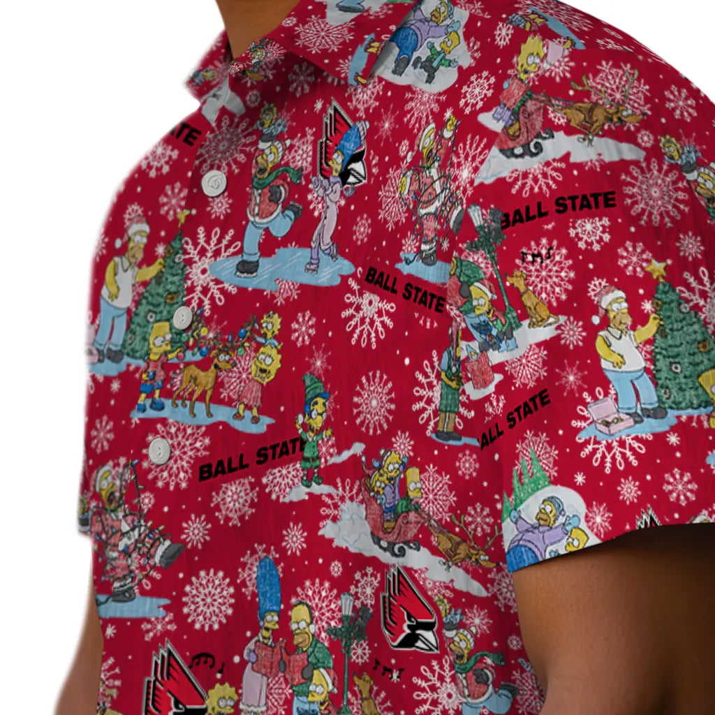 Ball State Cardinals Hawaiian Shirt - Simpsons Christmas | Moonbestprint
