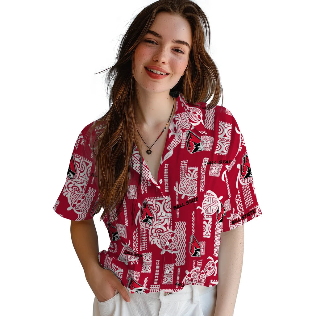 Ball State Cardinals Hawaiian Shirt - Turtle Lines | Moonbestprint