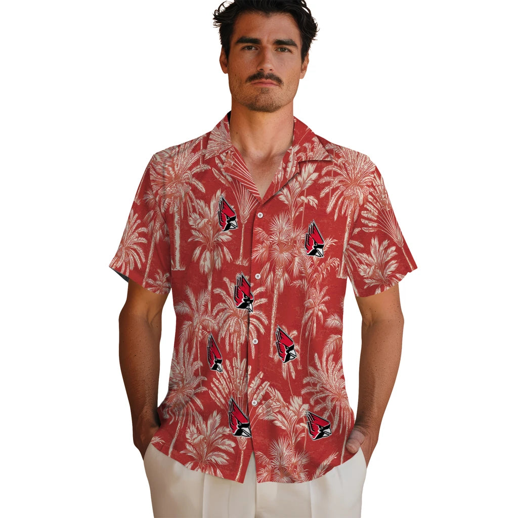 Ball State Cardinals Hawaiian Shirt - Vintage Palm Tree | Moonbestprint