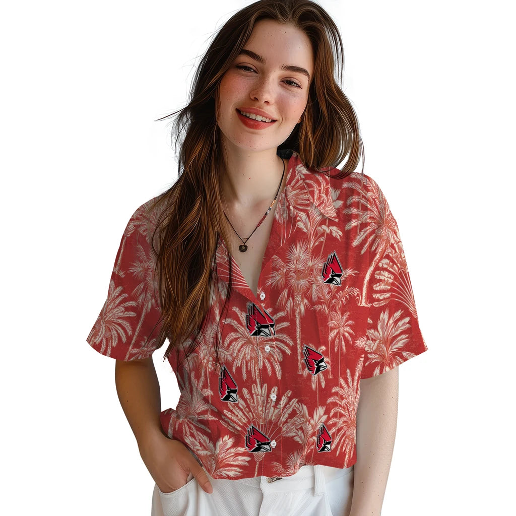 Ball State Cardinals Hawaiian Shirt - Vintage Palm Tree | Moonbestprint